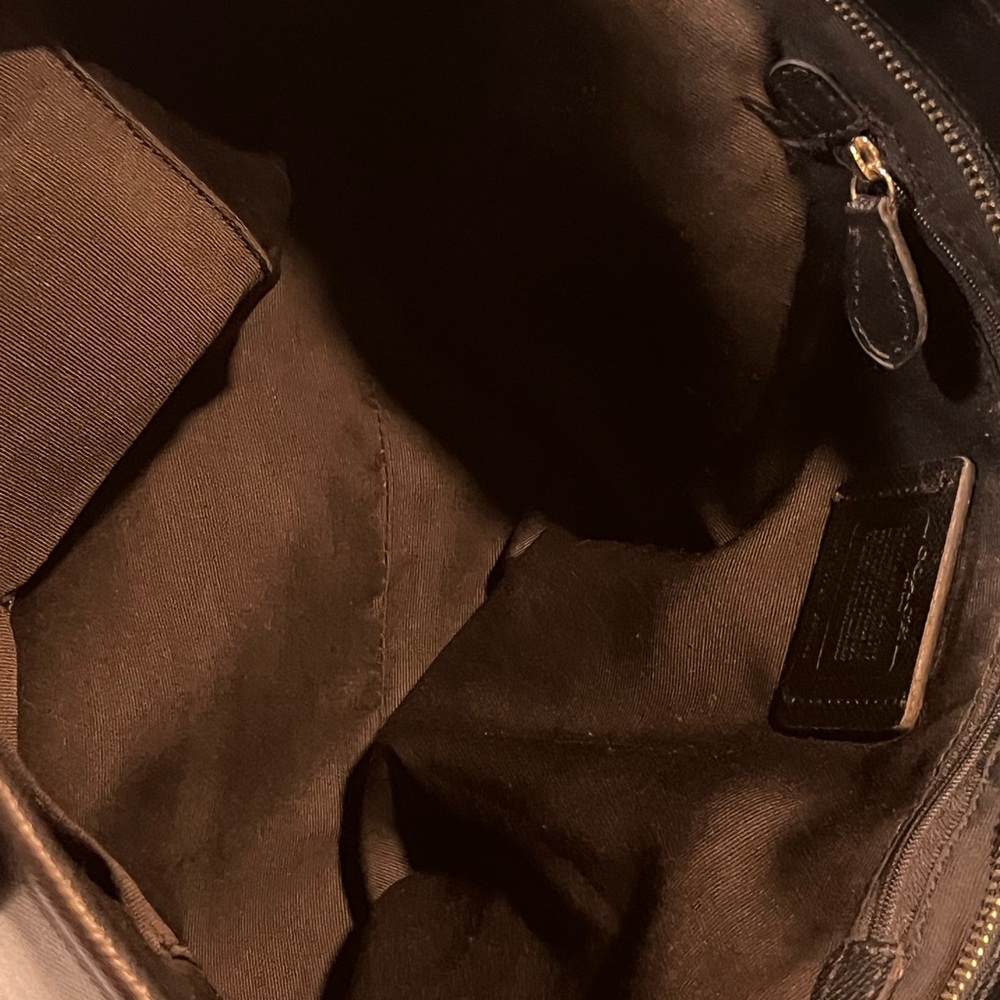 Coach Black Leather Tote with Gold Accents - Picture 7 of 11